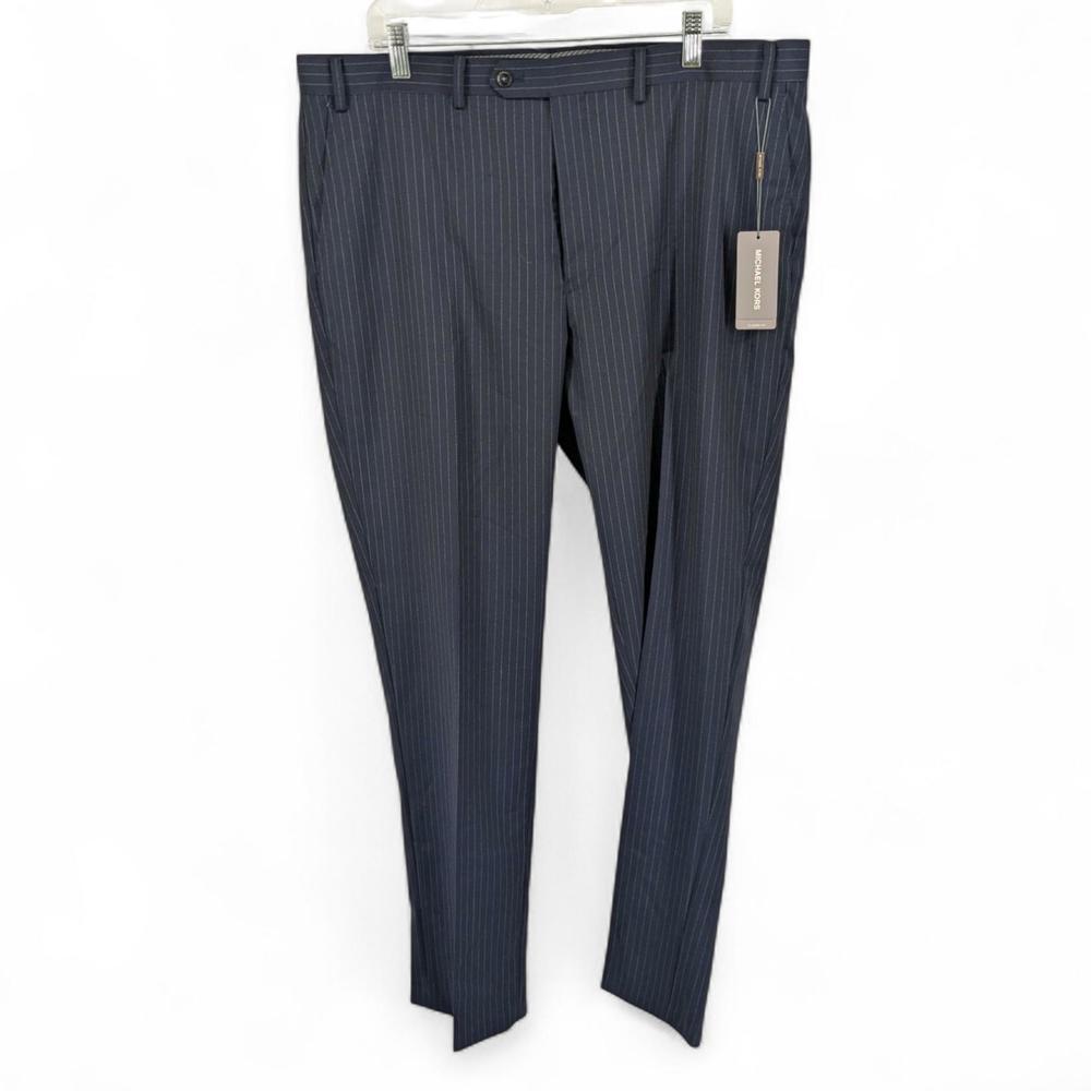 Michael Kors Men's Classic-Fit Wool-Blend Suit Dress Pants Navy Pinstripe 38x32 - Picture 2 of 6